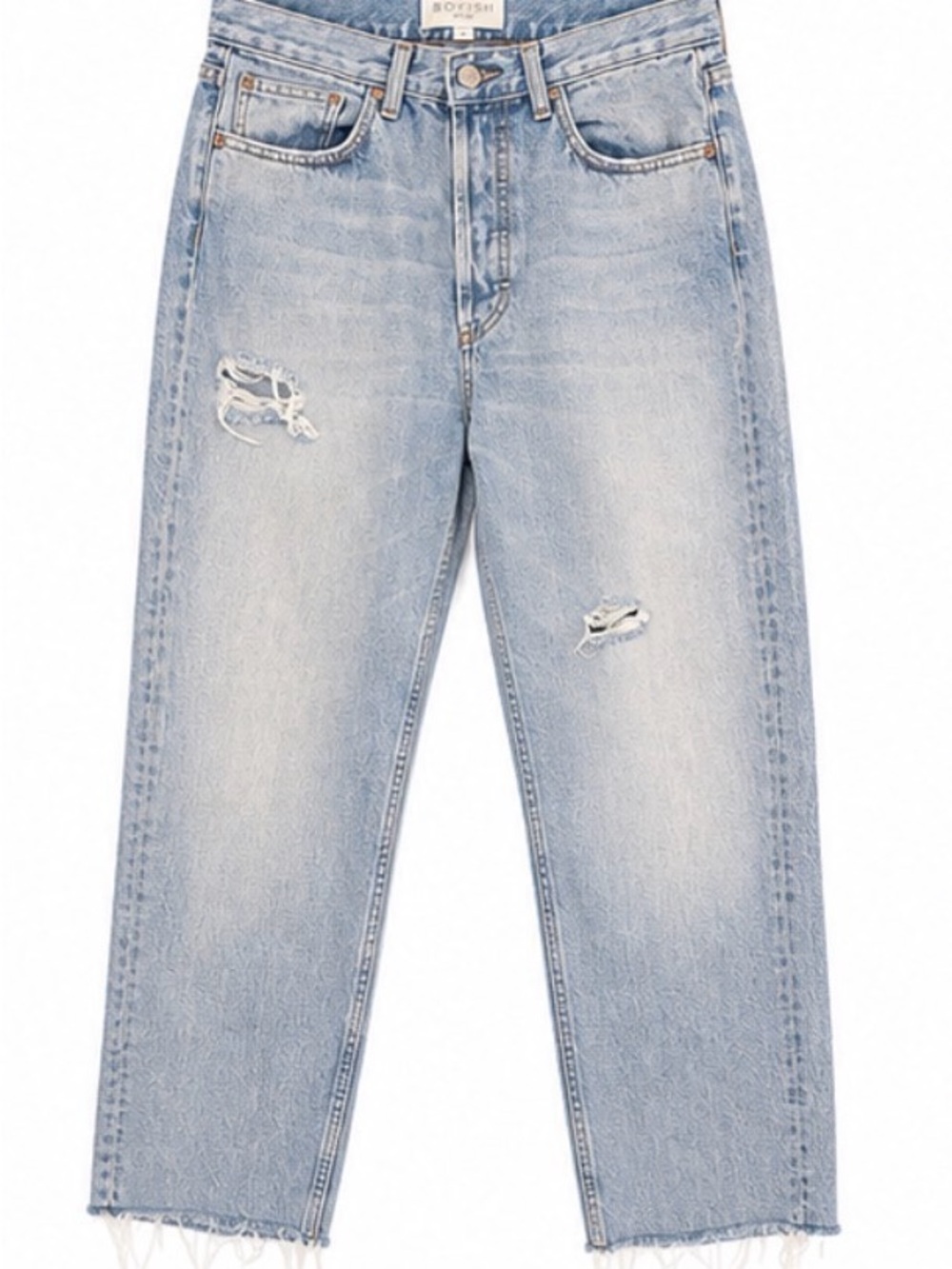 Boyish The Billy Light Wash Distressed High-Rise Straight Crop Jeans